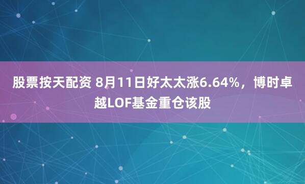 股票按天配资 8月11日好太太涨6.64%，博时卓越LOF基金重仓该股
